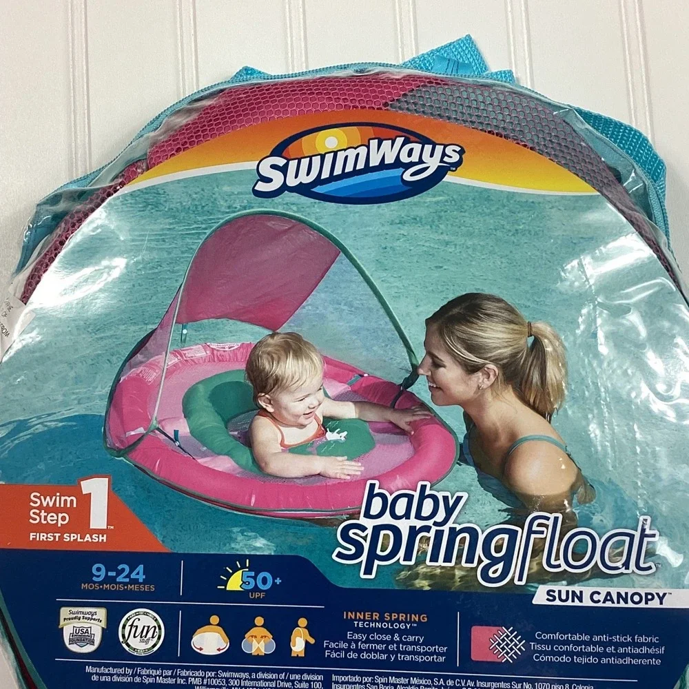 SwimWays Baby Spring Float Sun Canopy. 9-24 Months - 50+ UPF Pink‎